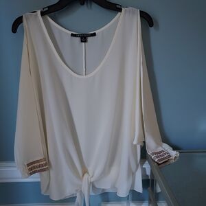 Insight Ivory Blouse with Tie-Front
